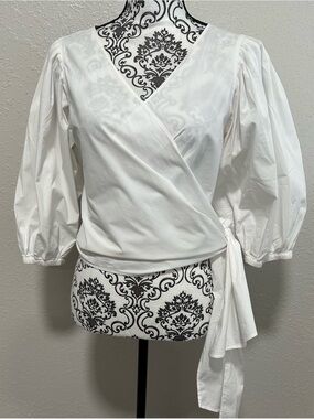 Elizabeth and James Haven Blouson 3/4 Sleeves Wrap Top Blouse 
Size Medium